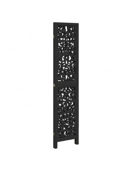 Divisorio Ambienti 3 Pannelli Nero Legno Massello di Paulownia