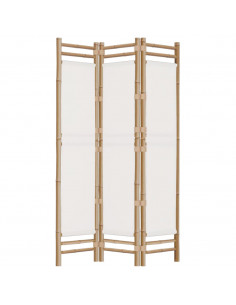 Divisorio Ambienti 3 Pannelli Pieghevole 120 cm Bambù e Tela