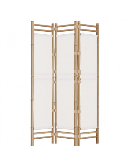 Divisorio Ambienti 3 Pannelli Pieghevole 120 cm Bambù e Tela