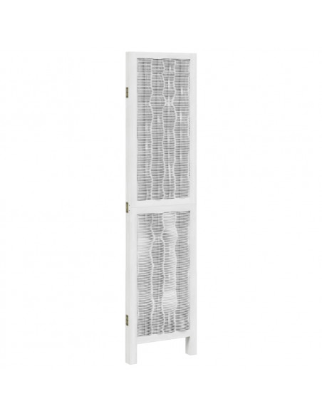 Divisorio Ambienti 3Pannelli Bianco Legno Massello di Paulownia