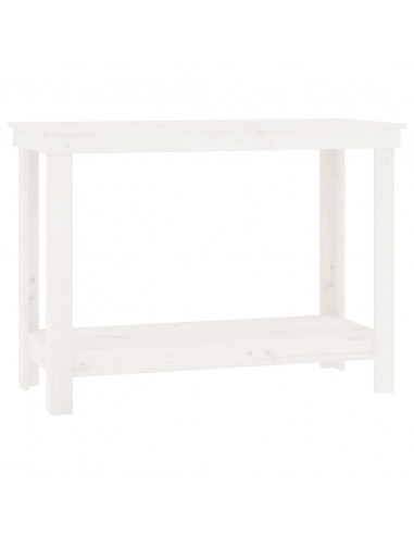 Banco da Lavoro Bianco 110x50x80 cm in Legno Massello di Pino