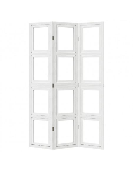 Divisorio Ambienti 3Pannelli Bianco Legno Massello di Paulownia