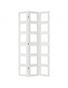 Divisorio Ambienti 3Pannelli Bianco Legno Massello di Paulownia