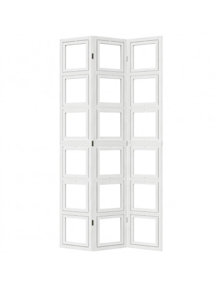 Divisorio Ambienti 3Pannelli Bianco Legno Massello di Paulownia
