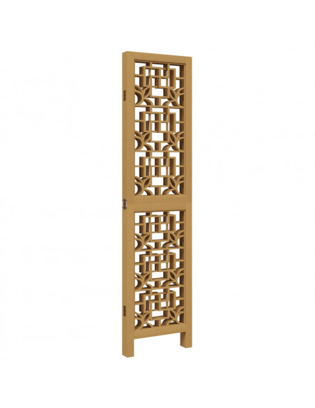 Divisorio Ambienti 4 Pannelli Marrone Legno Massello Paulownia