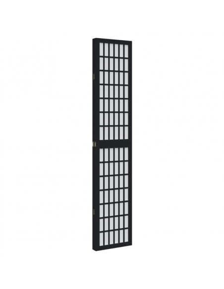 Divisorio Ambienti 4 Pannelli Nero Legno Massello di Paulownia