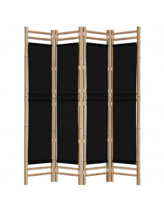 Divisorio Ambienti 4 Pannelli Pieghevole 160 cm Bambù e Tela