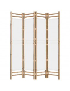 Divisorio Ambienti 4 Pannelli Pieghevole 160 cm Bambù e Tela