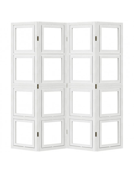 Divisorio Ambienti 4Pannelli Bianco Legno Massello di Paulownia