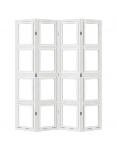 Divisorio Ambienti 4Pannelli Bianco Legno Massello di Paulownia