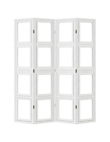 Divisorio Ambienti 4Pannelli Bianco Legno Massello di Paulownia