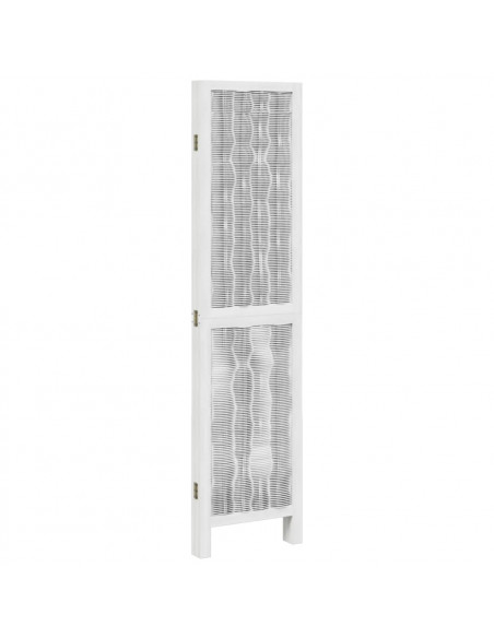 Divisorio Ambienti 4Pannelli Bianco Legno Massello di Paulownia