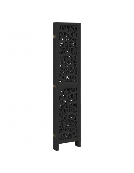 Divisorio Ambienti 5 Pannelli Nero Legno Massello di Paulownia