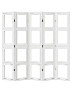 Divisorio Ambienti 5Pannelli Bianco Legno Massello di Paulownia