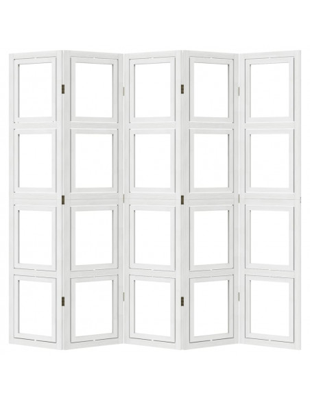 Divisorio Ambienti 5Pannelli Bianco Legno Massello di Paulownia