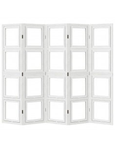 Divisorio Ambienti 5Pannelli Bianco Legno Massello di Paulownia