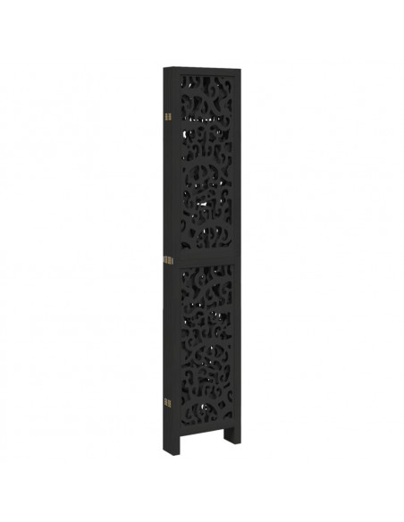 Divisorio Ambienti 6 Pannelli Nero Legno Massello di Paulownia