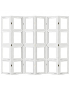 Divisorio Ambienti 6Pannelli Bianco Legno Massello di Paulownia