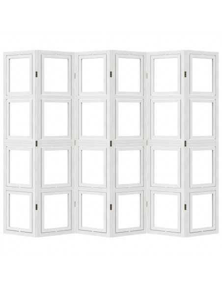 Divisorio Ambienti 6Pannelli Bianco Legno Massello di Paulownia