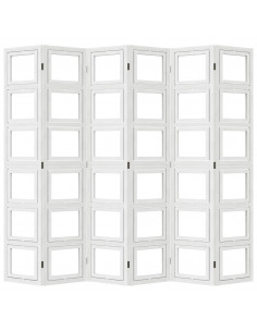 Divisorio Ambienti 6Pannelli Bianco Legno Massello di Paulownia