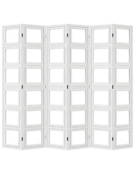 Divisorio Ambienti 6Pannelli Bianco Legno Massello di Paulownia