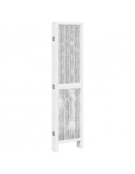 Divisorio Ambienti 6Pannelli Bianco Legno Massello di Paulownia
