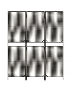 Divisorio per Ambienti a 3 Pannelli Grigio in Polyrattan