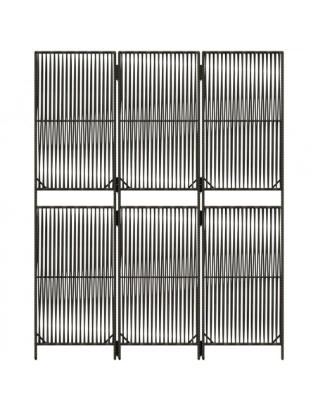 Divisorio per Ambienti a 3 Pannelli Grigio in Polyrattan