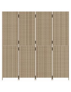 Divisorio per Ambienti a 4 Pannelli Beige in Polyrattan