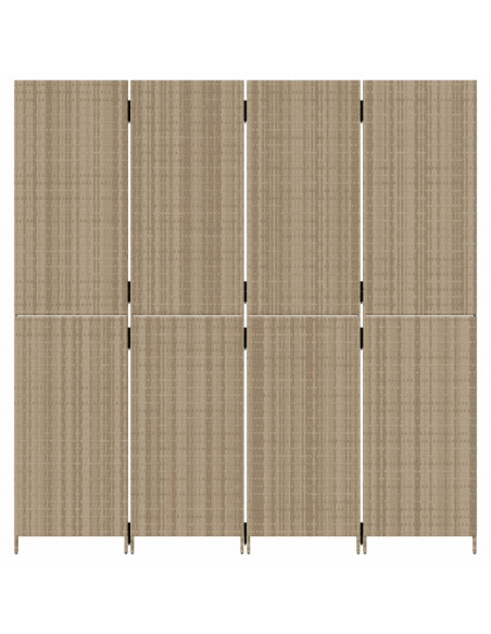 Divisorio per Ambienti a 4 Pannelli Beige in Polyrattan
