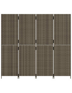Divisorio per Ambienti a 4 Pannelli Grigio in Polyrattan