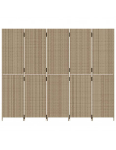 Divisorio per Ambienti a 5 Pannelli Beige in Polyrattan