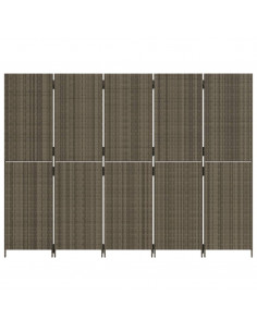 Divisorio per Ambienti a 5 Pannelli Grigio in Polyrattan