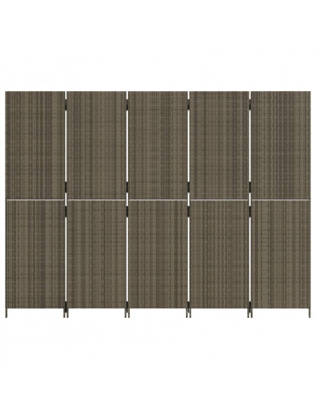 Divisorio per Ambienti a 5 Pannelli Grigio in Polyrattan