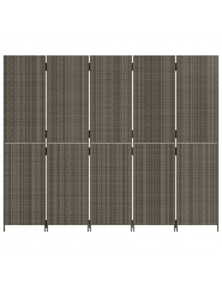 Divisorio per Ambienti a 5 Pannelli Grigio in Polyrattan