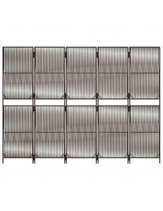 Divisorio per Ambienti a 5 Pannelli Marrone in Polyrattan