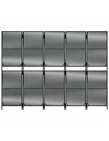 Divisorio per Ambienti a 5 Pannelli Nero in Polyrattan
