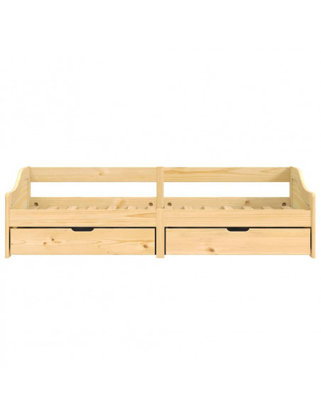 Dormeuse 2 Cassetti 90x200 cm Legno Massello Pino IRUN
