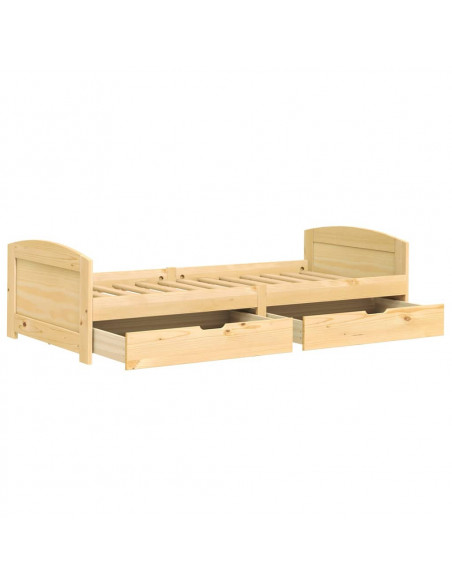 Dormeuse 2 Cassetti 90x200 cm Legno Massello Pino IRUN