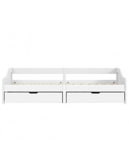 Dormeuse 2 Cassetti Bianca 90x200 cm Legno Massello Pino IRUN