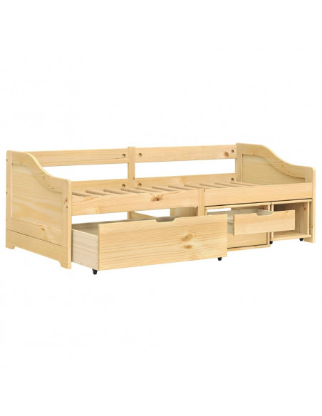 Dormeuse 3 Cassetti 90x200 cm Legno Massello Pino IRUN