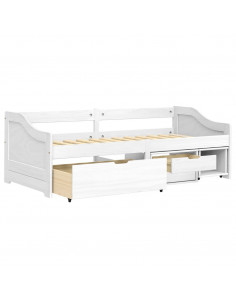 Dormeuse 3 Cassetti Bianca 90x200 cm Legno Massello Pino IRUN