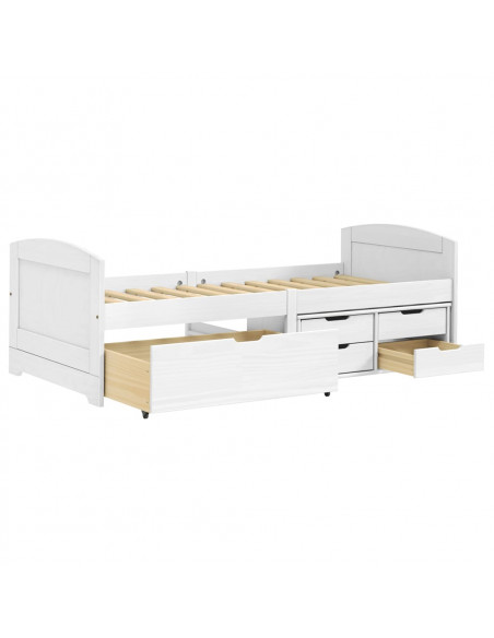 Dormeuse 5 Cassetti Bianca 90x200 cm Legno Massello Pino IRUN