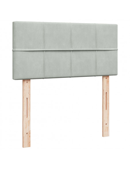 Giroletto a Molle con Materasso Grigio Chiaro 90x200 cm Velluto