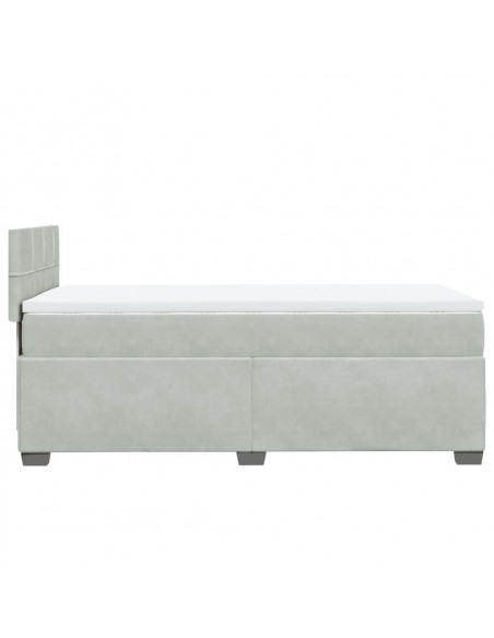 Giroletto a Molle con Materasso Grigio Chiaro 90x200 cm Velluto