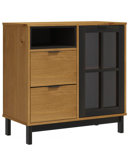 Credenza con Anta in Vetro FLAM 80x40x80 cm Massello di Pino