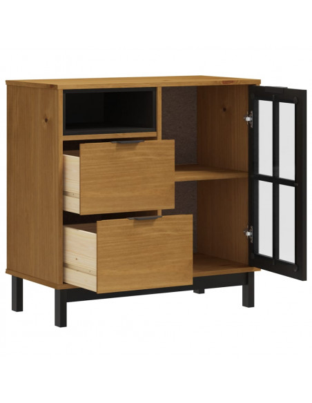 Credenza con Anta in Vetro FLAM 80x40x80 cm Massello di Pino
