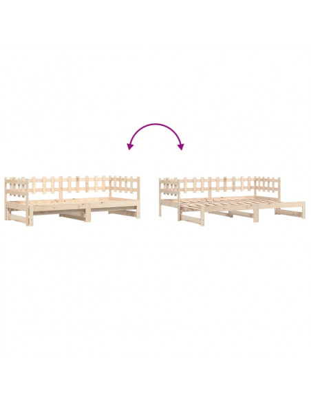 Dormeuse Estraibile 2x(90x200) cm Legno Massello di Pino