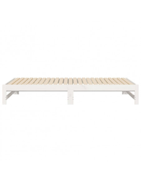 Dormeuse Estraibile Bianca 2x(100x200)cm Legno Massello di Pino