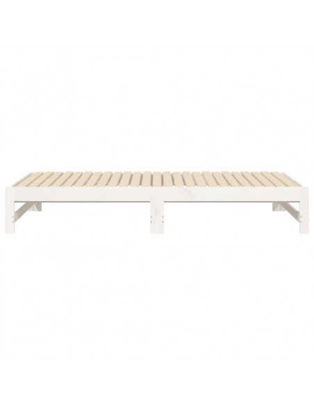 Dormeuse Estraibile Bianca 2x(75x190) cm Legno Massello di Pino